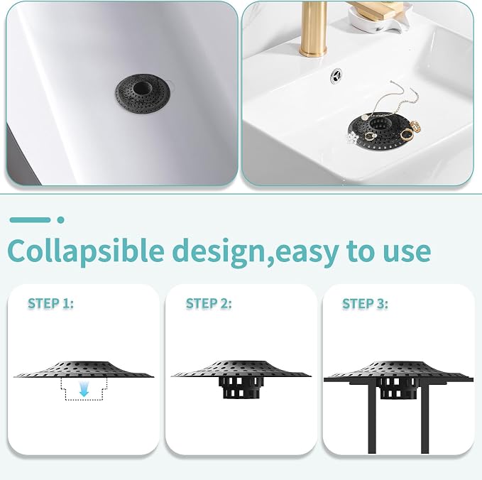 Shower Hair Drain Catcher, Silicone Bathtub Drain Hair Catcher Strainer - Image 4