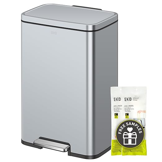 EKO Madison Matte Grey Stainless Steel 50 Liter/13.2 Gallon Step Trash Can by EKO