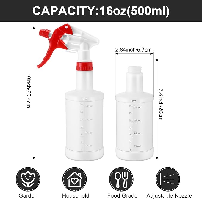 Eccliy 12 Pcs 16 Oz Plastic Spray Bottle, Adjustable Empty Reusable Sprayer - Image 2