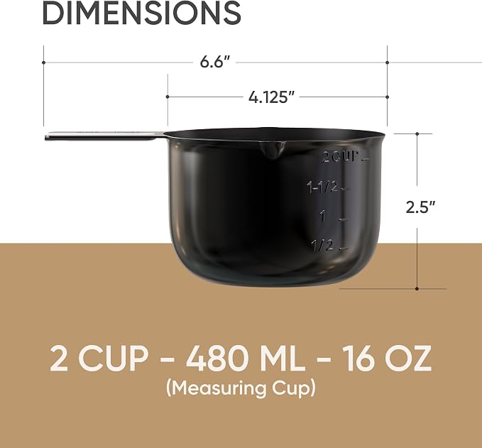 Color Up 2 Cup Measuring Cup, 480ml Black Stainless Steel Metal Measuring Scoop - Image 3