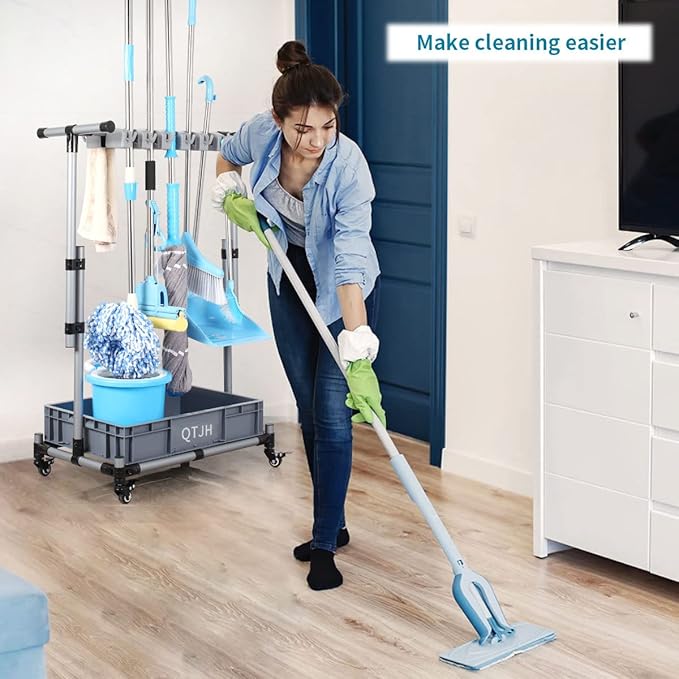 Broom And Mop Holder Put Wet Movable Floor-Mounted Mop Rack Floor Standing - Image 6
