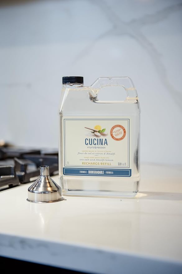 Cucina Fruits & Passion Hand Soap Refill – 1 Liter Sea Salt and Amalfi Lemon – - Image 3