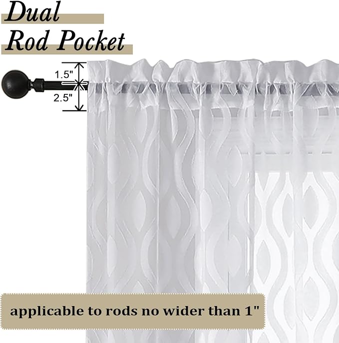 Aiyufeng White Sheer Curtains 45 Inch Length 2 Panels Set, Farmhouse Clip - Image 4