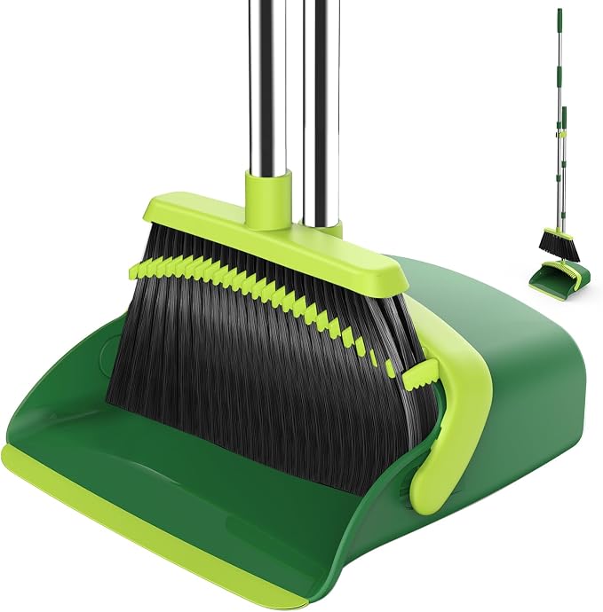 Broom and Dustpan Set, 52-in Long Adjustable Handle Broom Dustpan Combo by NACENA