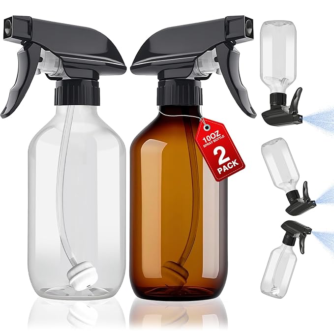2 Packs Plastic Spray Bottles 360° Water Spray Bottle by AMORIX