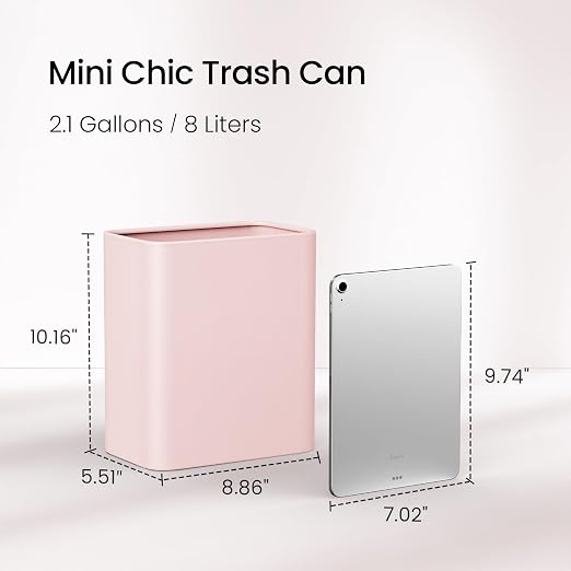 Cesun Pink Bathroom Trash Can 2.1 Gallon Wastebasket, Small Modern Metal - Image 3