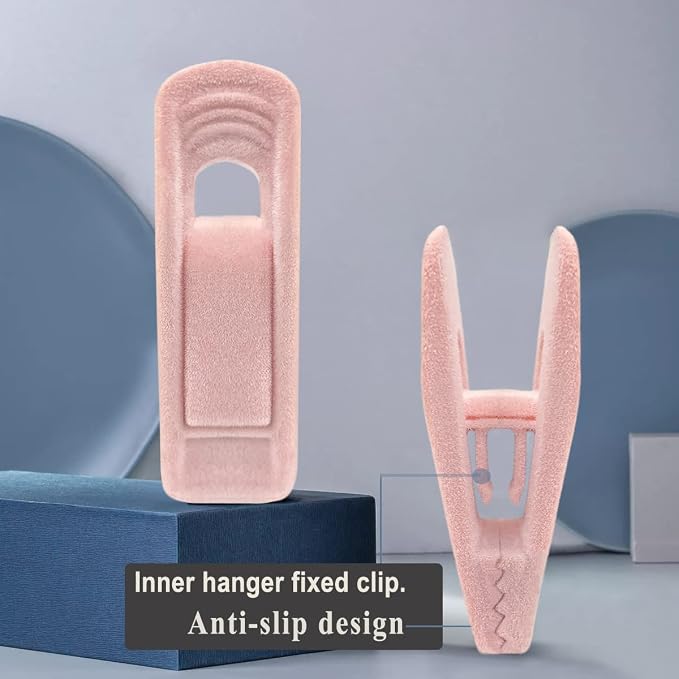 Light Pink Velvet Hangers, Non-Slip Strong Hanger Clips - Image 4