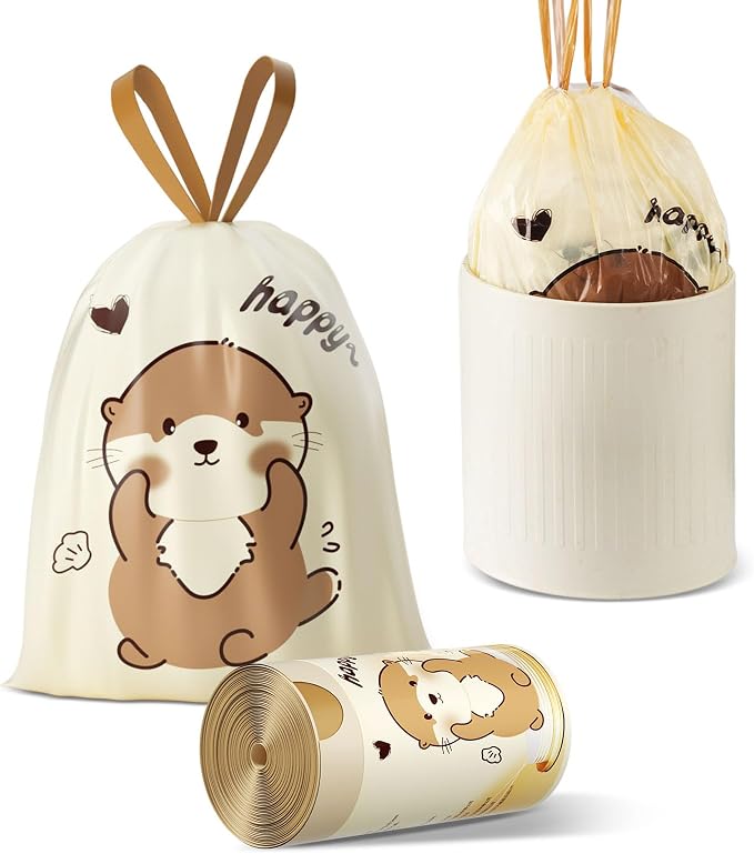 VOK 4 Gallon Trash Bags with Otters Printed, Drawstring Small Garbage Bags by Unknown