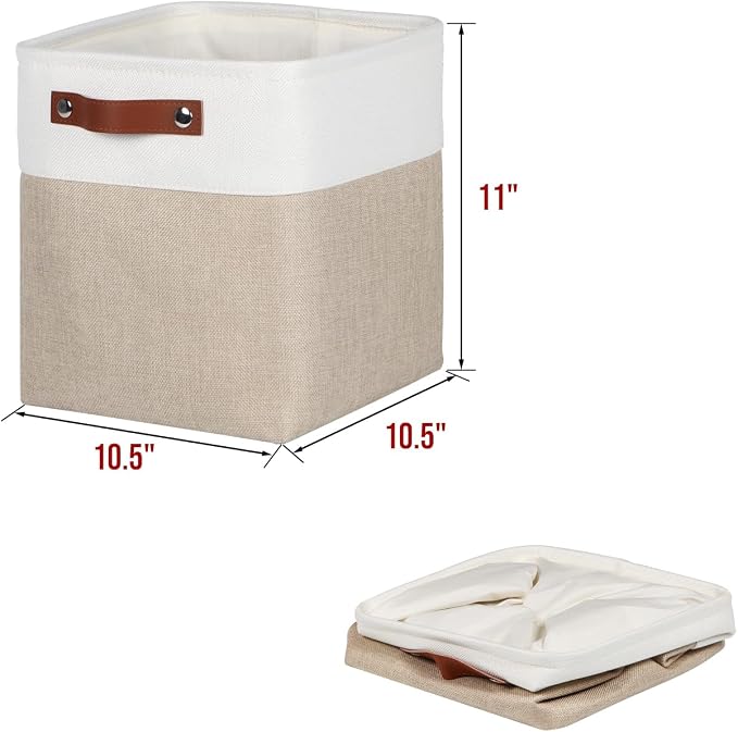 Univivi 4 PC Foldable Storage Baskets, 10.5 inch Fabric Storage Bins - Image 2