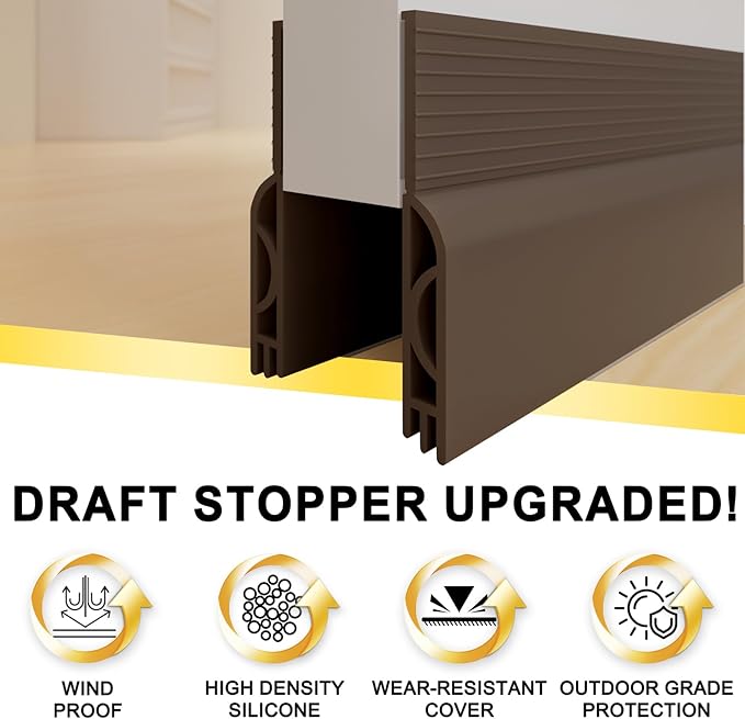 Door Draft Stopper, Door Sweep for Bottom of Doors, Weather Stripping Seal - Image 2