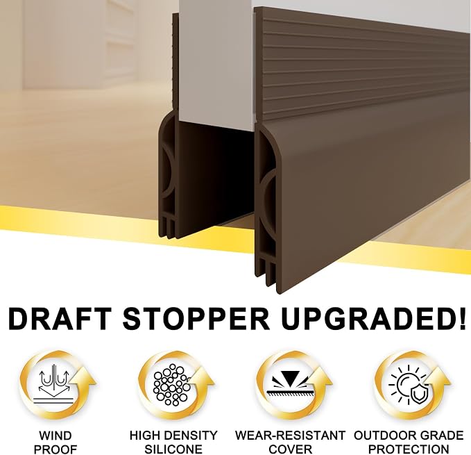 Door Draft Stopper, Door Sweep for Bottom of Doors, Weather Stripping Seal - Image 2