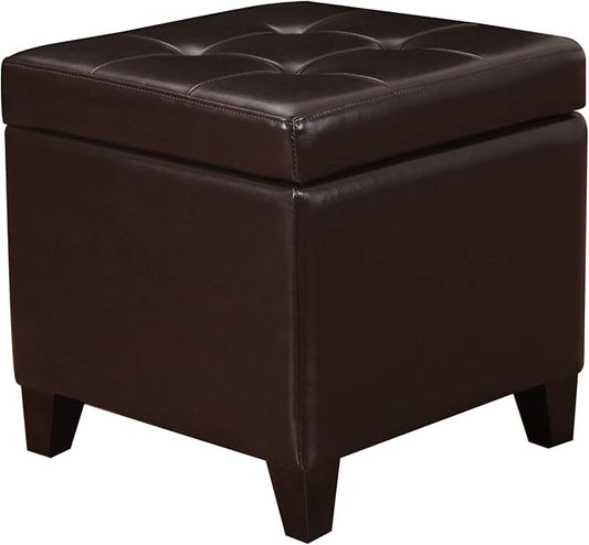 Adeco Bonded Leather Square Tufted Footstool by Adeco