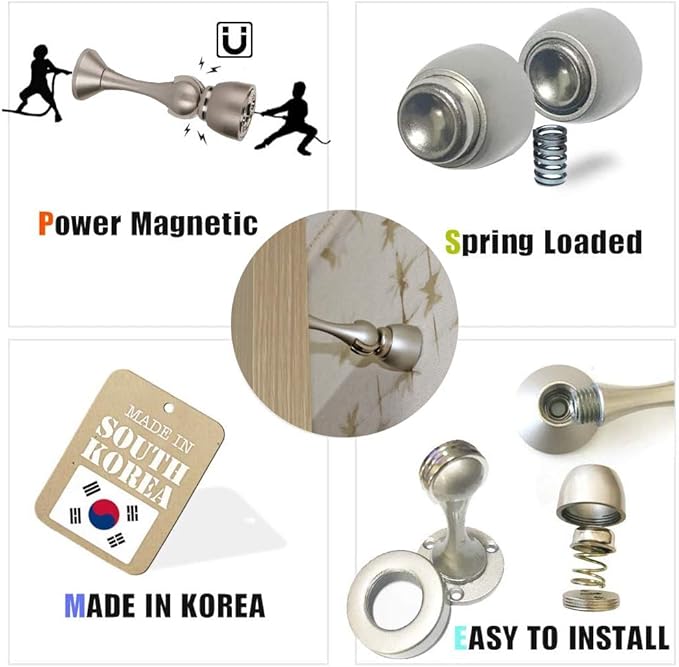 Magnetic Door Stop, Stainless Steel, Magnetic Door Catch, Door Holder, Door - Image 3