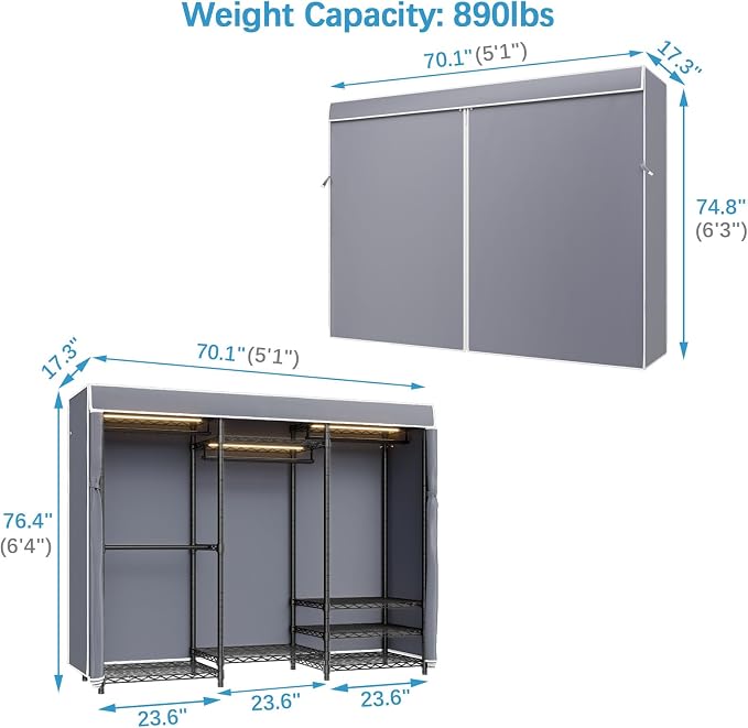 VIPEK V5LC Garment Rack Heavy Duty Covered Clothes Rack - Image 6