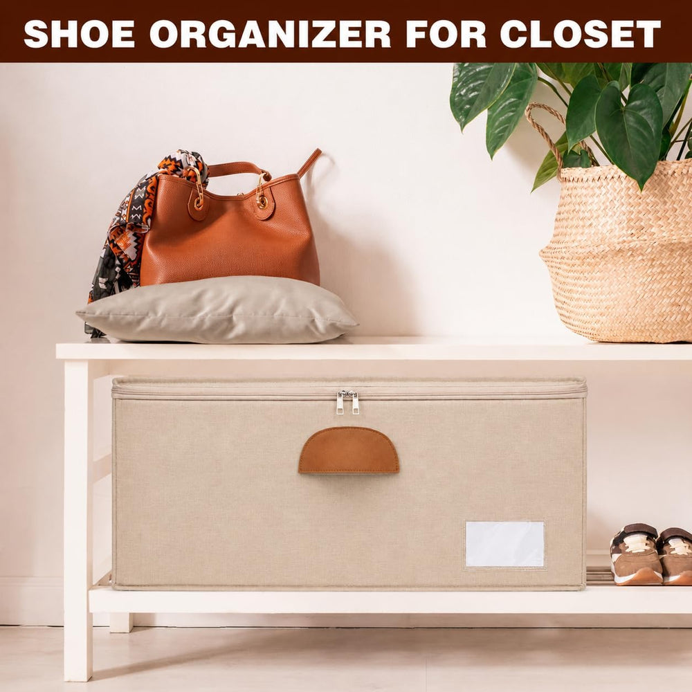 1 Pack Shoe Organizer for Closet with Adjustable Divider Shoe Storage Box