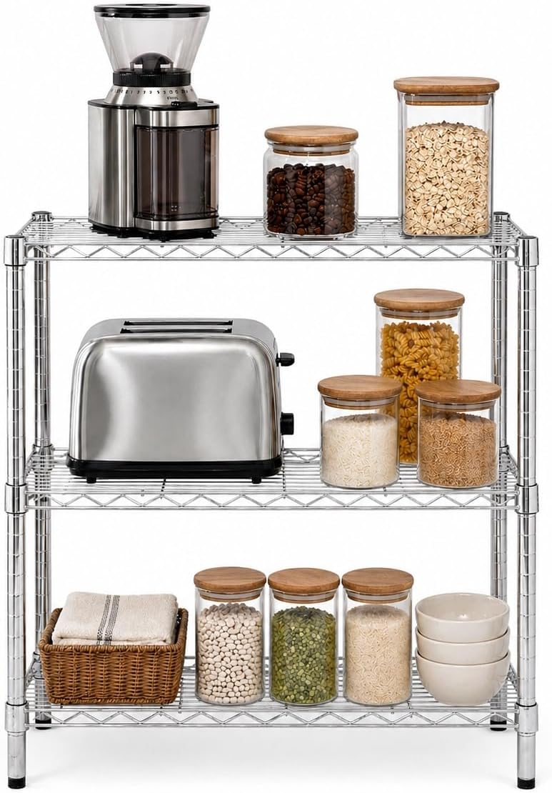 Honey-Can-Do 3-Tier Heavy-Duty Adjustable Shelf Storage Unit With 200-lb Capa...