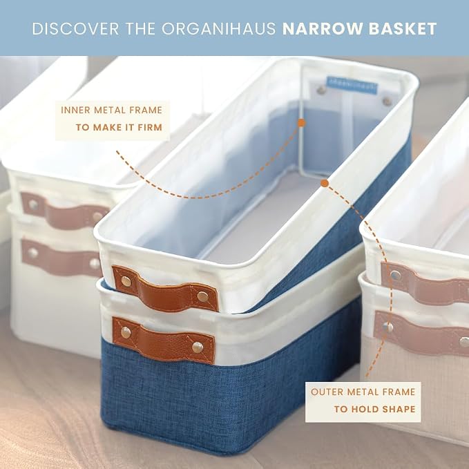 OrganiHaus Narrow Storage Bins 15x06in, Small Closet Bins - Image 6