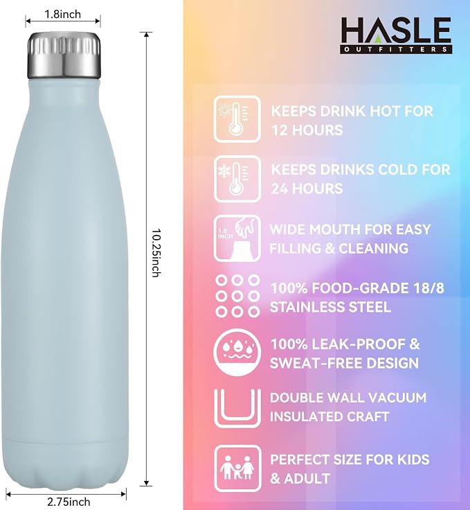 HASLE OUTFITTERS 17oz Stainless Steel Water Bottles Bulk, Vacuum Insulated - Image 5