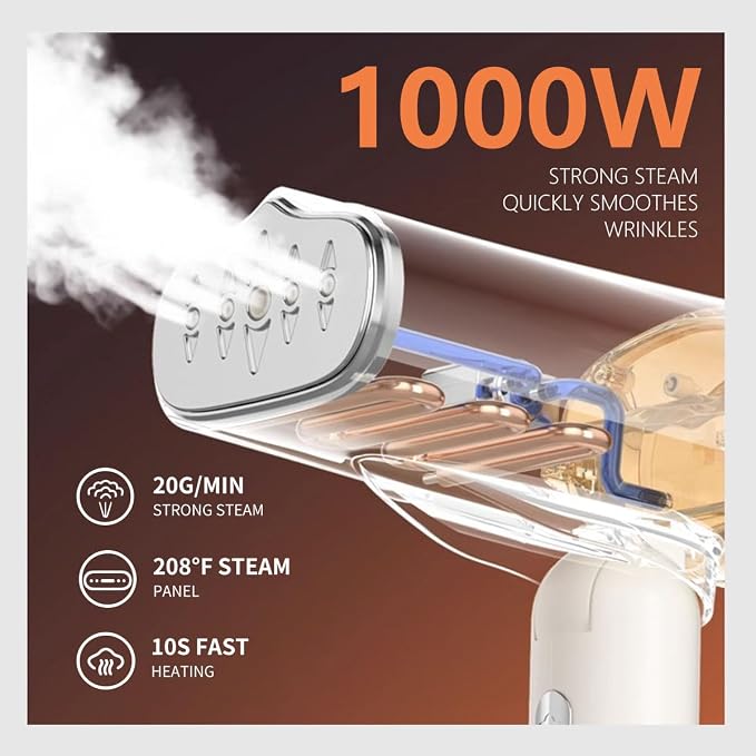 1000w Travel Garment Steamer for Clothes: Foldable Portable Handheld Clothing - Image 3