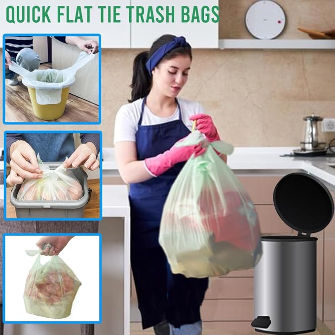 4-6 Gallon Flap Tie Compostable Trash Bags, Compost Bags Kitchen Trash Bags - Image 3