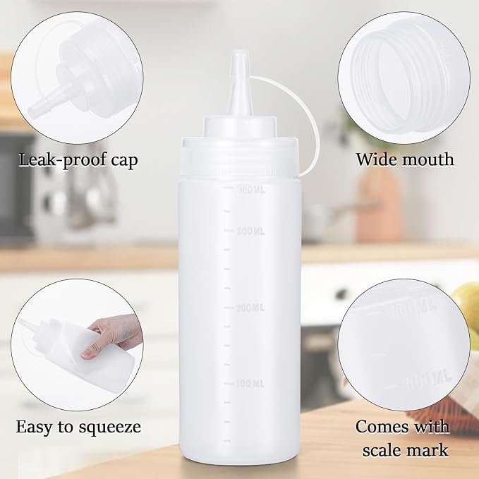 Condiment Squeeze Bottles Ketchup Dispenser, 6 Pack 12oz Squeeze Bottles - Image 3