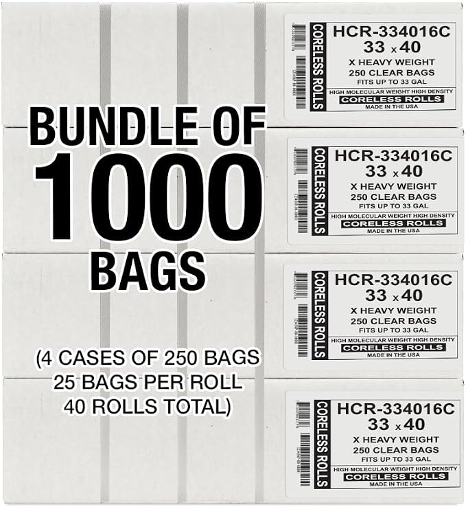 Aluf Plastics High Density Trash Bags, 33 Gallon, 16 Micron, - Image 2