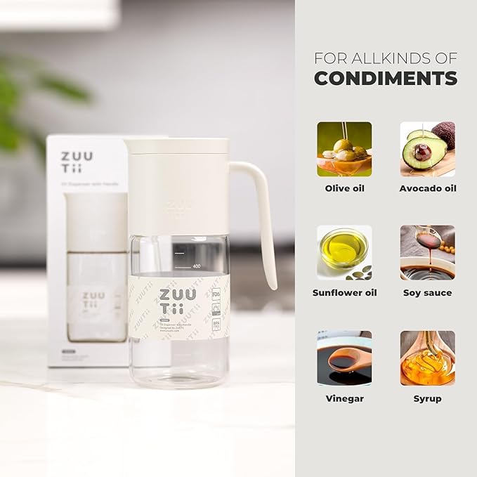 Zuutii Olive Oil Dispenser Bottle 18.6oz – Auto Flip Glass Vinegar Bottle - Image 4