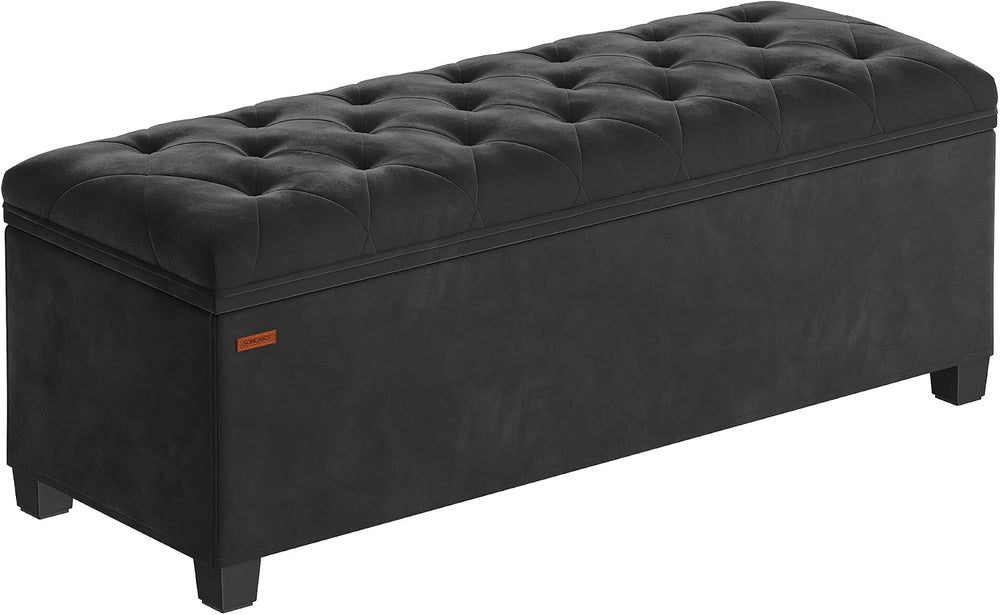 SONGMICS Velvet Storage Ottoman Bench, Foot Rest