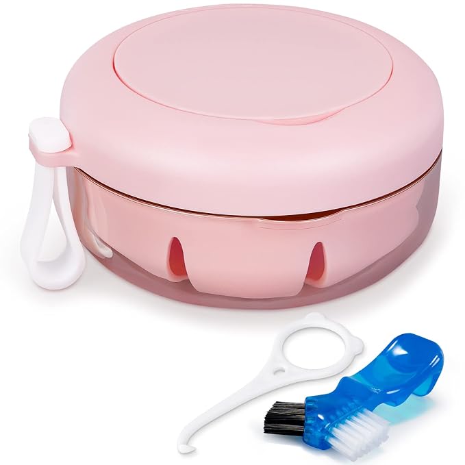 Leak Proof Denture Cup Kit Portable Retainer Case Perfect by netceem