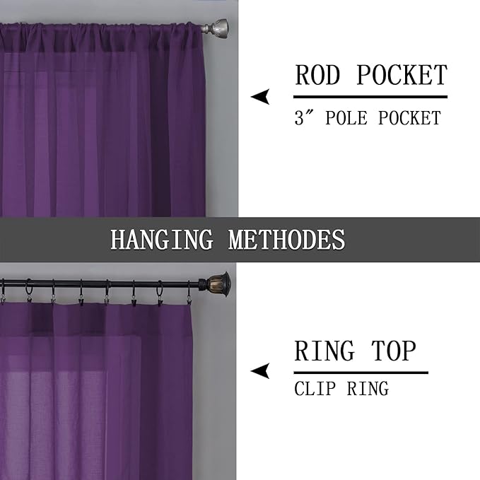 Tollpiz Short Sheer Tier Curtains Linen Textured Half Kitchen Curtain Sheers - Image 5