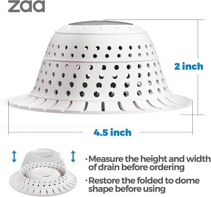 zaa Bathtub Drain Hair Catcher, Premium Silicone Collapsible 2 Pack Drain - Image 5
