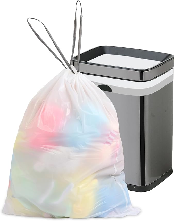 10 Gallon Trash Bags Drawstring, 1 Mil Thick White Garbage Bag - Image 4