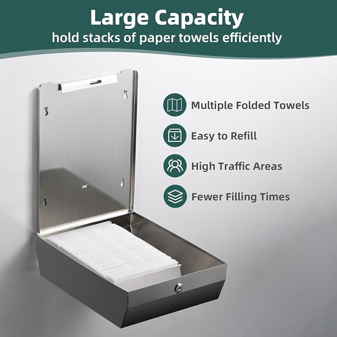 Paper Towel Dispenser Wall Mount, Large Commercial C/Z Tri Fold Multifold Hand - Image 5