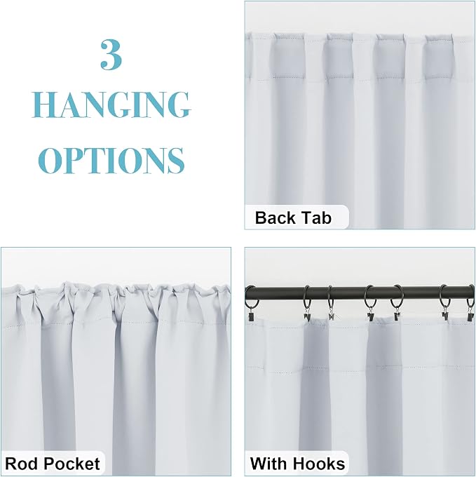 RYB HOME Room Darkening Kitchen Curtains 2 Panels Set, Thermal Insulated Small - Image 6