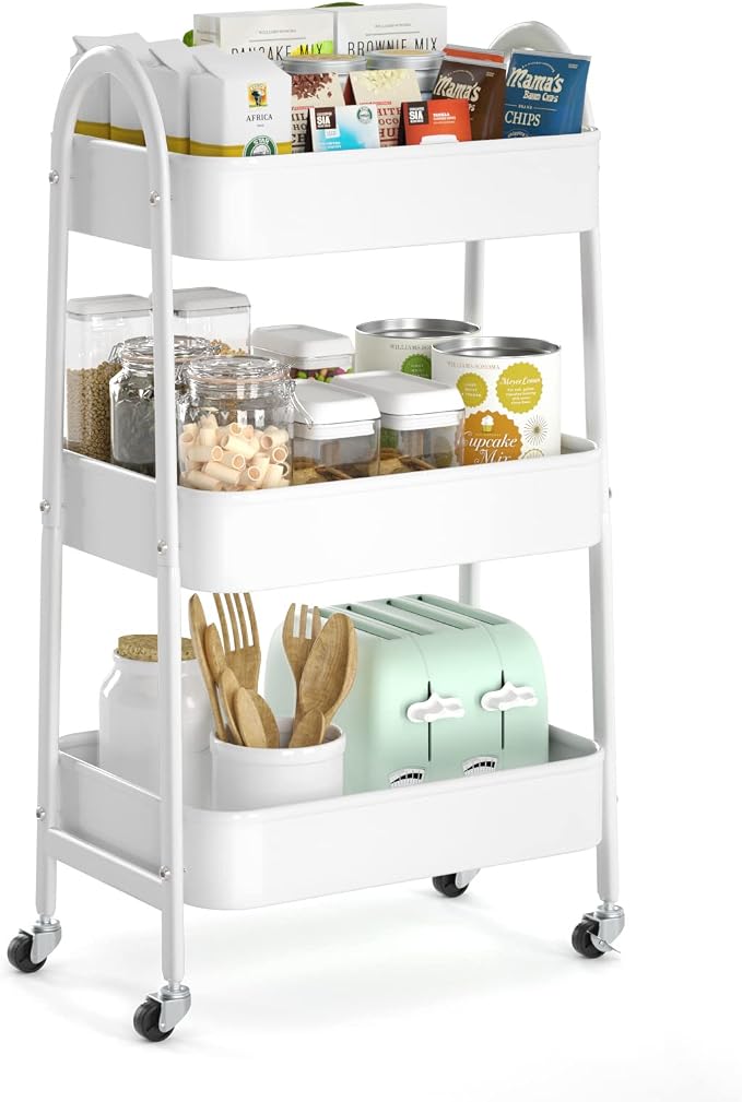 EAGMAK 3 Tier Utility Rolling Cart, Metal Storage Cart by Eagmak