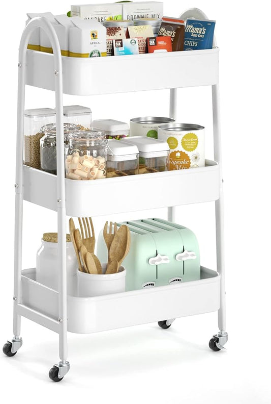 EAGMAK 3 Tier Utility Rolling Cart, Metal Storage Cart by Eagmak