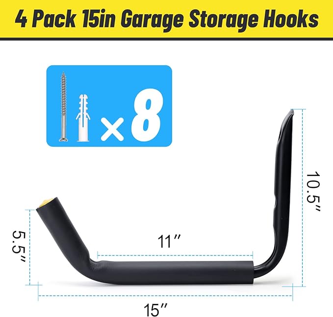 100 LB Capacity Heavy Duty Garage Storage Hooks Kayak Storage Hanger Wall - Image 2