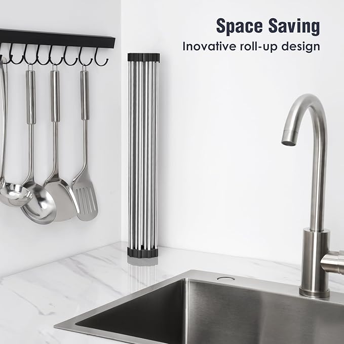 Tomorotec 17.7" x 15.5" Roll Up Dish Drying Rack Over Sink Drying Rack Sink - Image 3