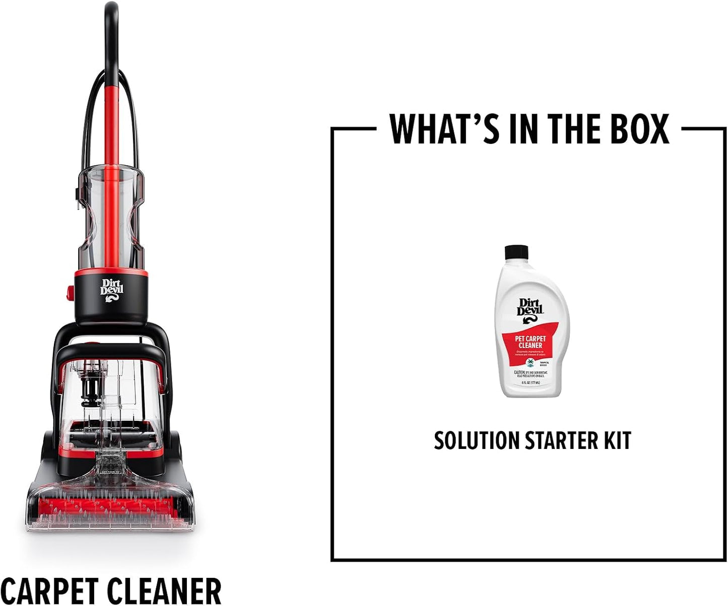 Dirt Devil Full Size Carpet Cleaner Machine for Carpet and Upholstery | Deep Cleaning Carpet Shampooer Machine with Two Cleaning Modes, Pair with Dirt Devil Carpet Cleaner Solution
