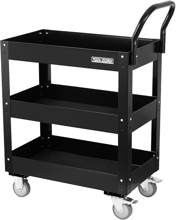 3 Tray 29.3 inch Tool Cart, self Assembly, 300 LBS Capacity Rolling Tool Carts by ToolDorm