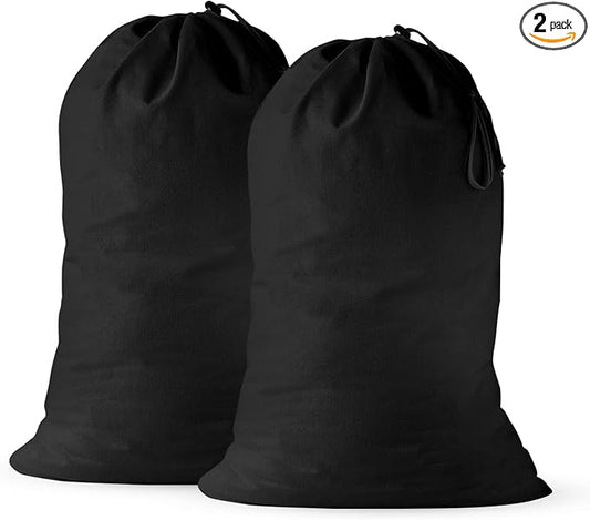 2 Pack - Extra Large Cotton Laundry Bag, Heavy Duty Large Laundry Bags 24 x 36 by QUBA+LINEN
