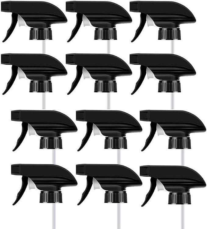 AMORIX 12PCS Spray Bottle Nozzle Trigger Sprayer Black Spray Top by AMORIX