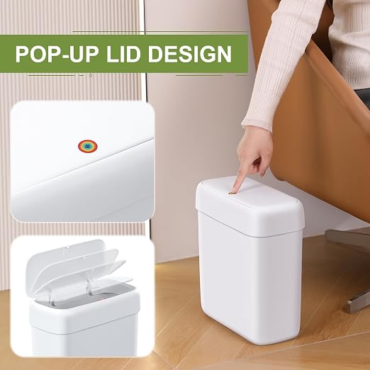 funest Trash Can with Lid, 3 Gallons/10.3 Qt Garbage Can with Press Top - Image 3
