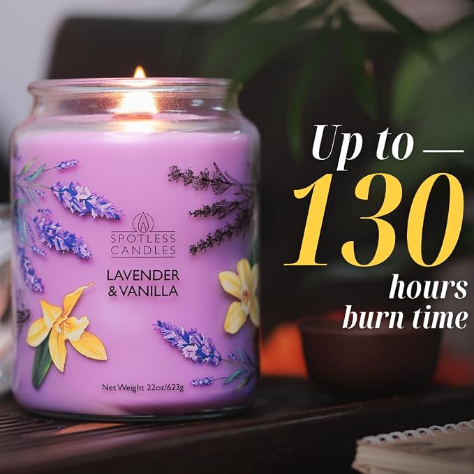 Vanilla & Lavender Candle 22oz Glass Jar - Image 2