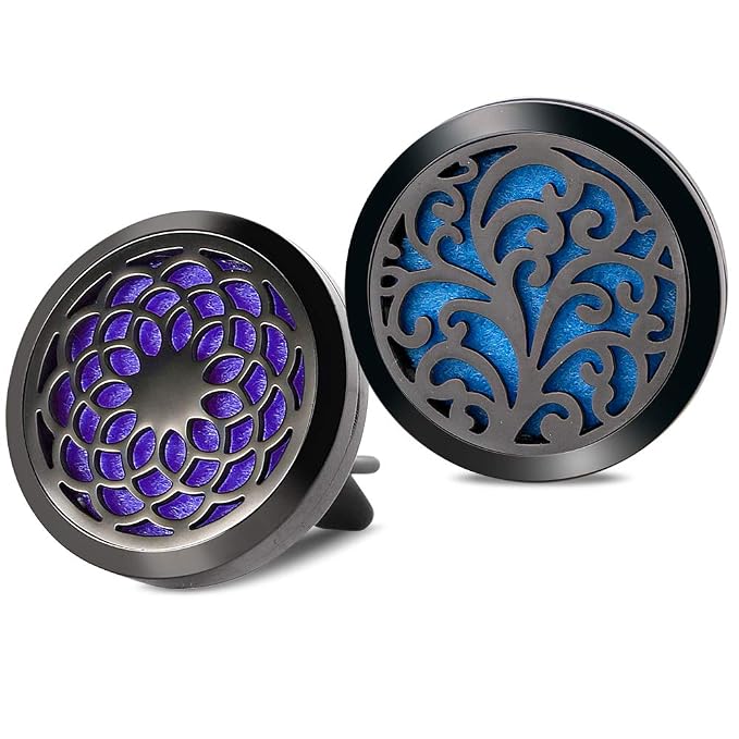 2PCS 30mm Car Aromatherapy Essential Oil Diffuser Stainless Steel Black Locket - Image 6