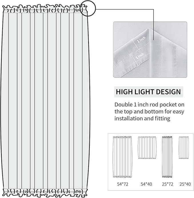DWCN French Door Curtains – Rod Pocket Thermal Curtain - Image 3