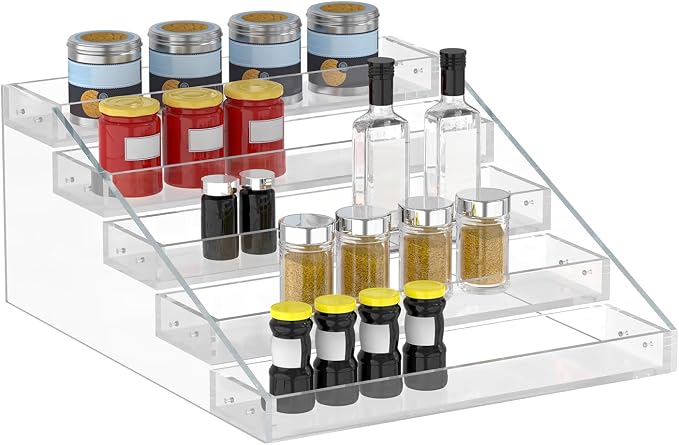 PMMASTO Widen Tiered Spice Rack, Seasoning Organizer, Kitchen Organization and by PMMASTO