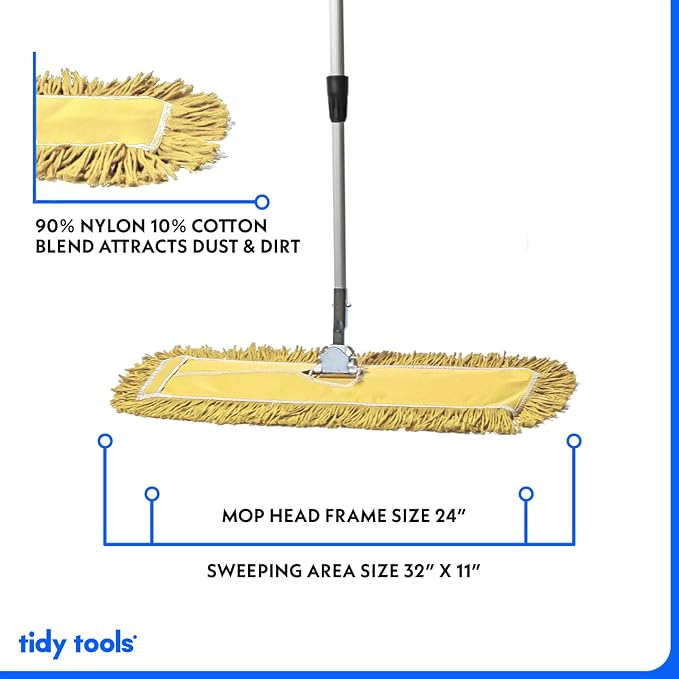 24 Inch Yellow Commercial Dust Mop & Floor Sweeper - Image 3
