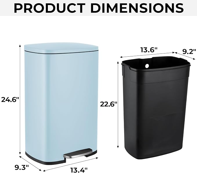 8 Gal Kitchen Trash Can, 30L Recycling or Garbage Bin, Brushed Stainless Steel - Image 2