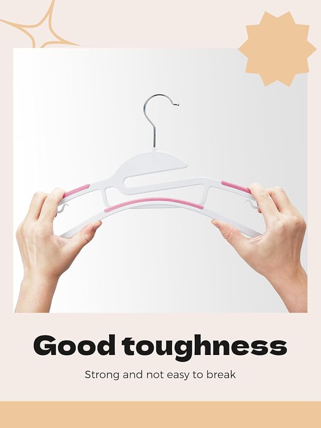 HOUSE DAY Pink Plastic Hangers 50 Pack, Slim Space Saving, Non Slip Hangers - Image 3